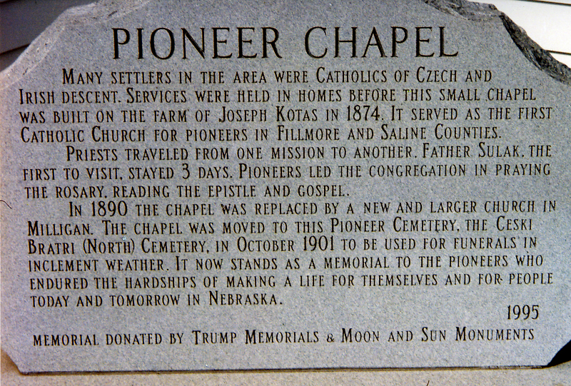 Pioneer Chapel, Milligan, Nebraska, Historical Marker